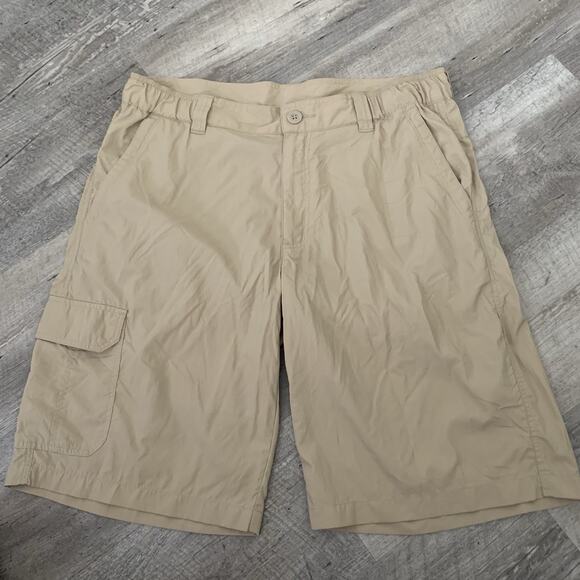 Columbia Cargo Shorts Mens 36 Sycamore Falls Khaki Regular Fit Omni Shade XM4444 - Picture 3 of 6